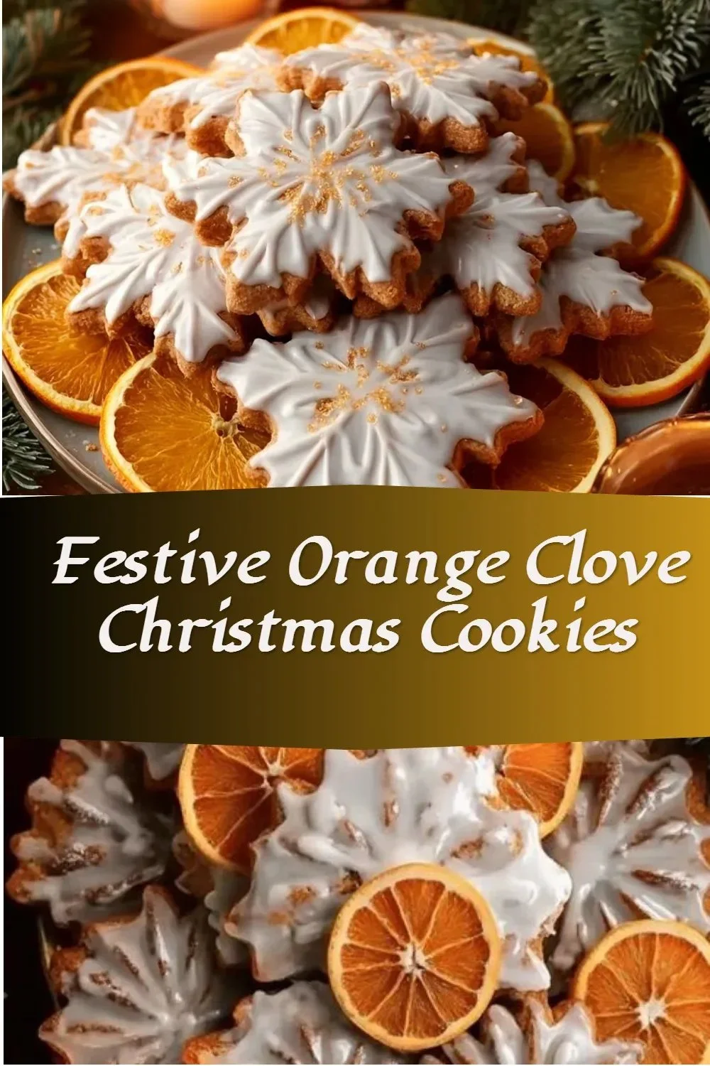 Festive Orange Clove Christmas Cookies decorated with orange zest and spices