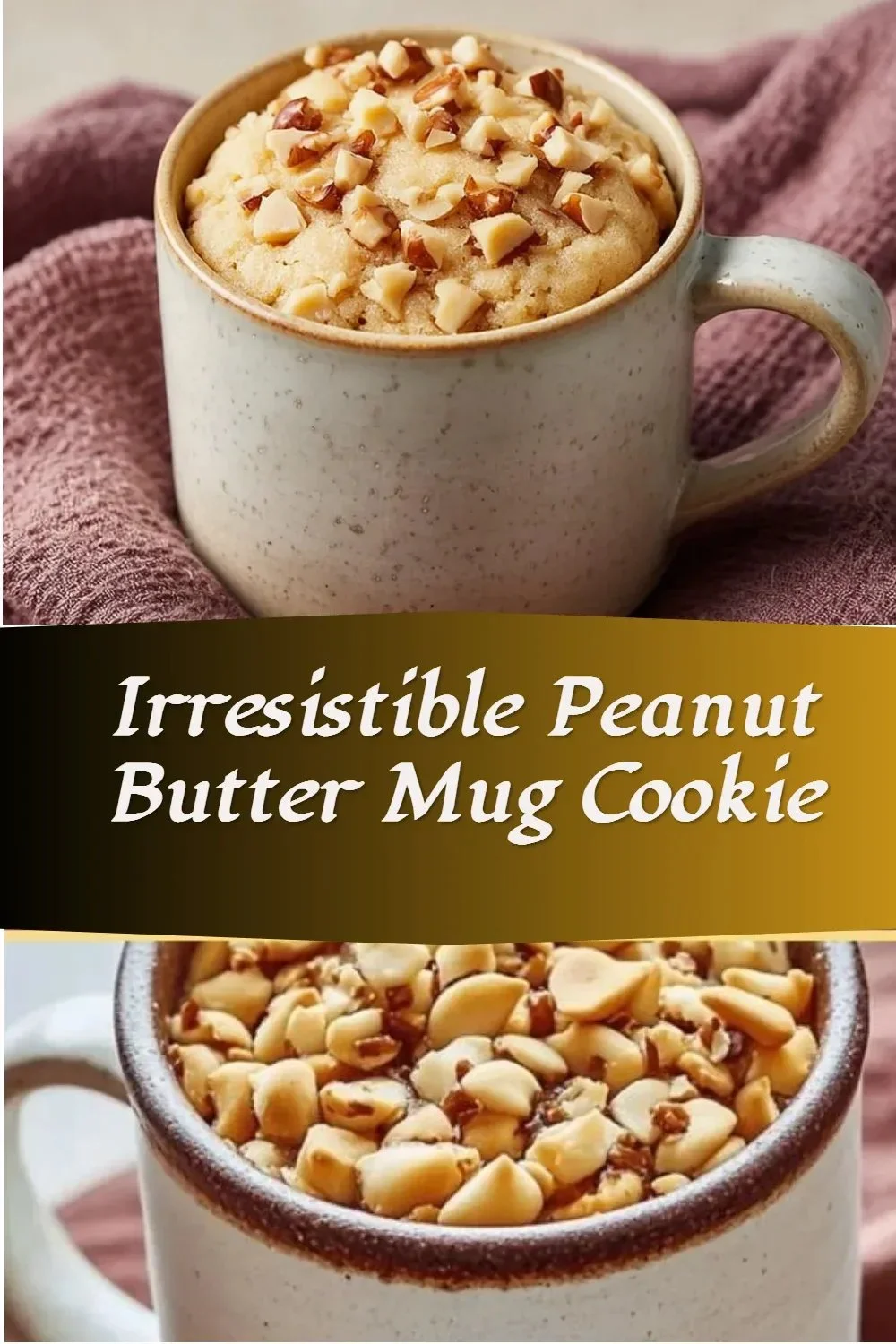 Delicious peanut butter mug cookie fresh out of the microwave