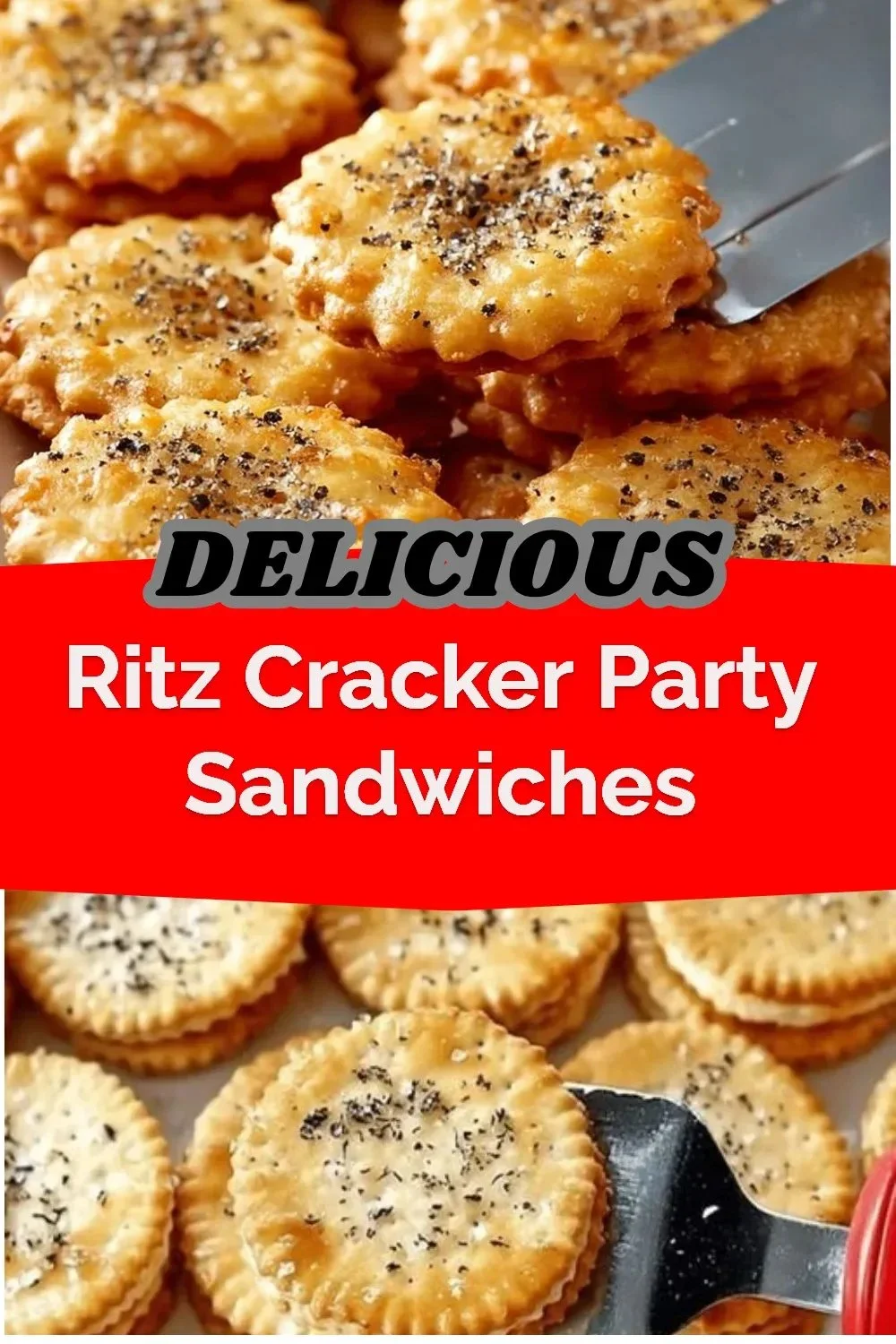 Delicious Ritz Cracker party sandwiches arranged on a platter